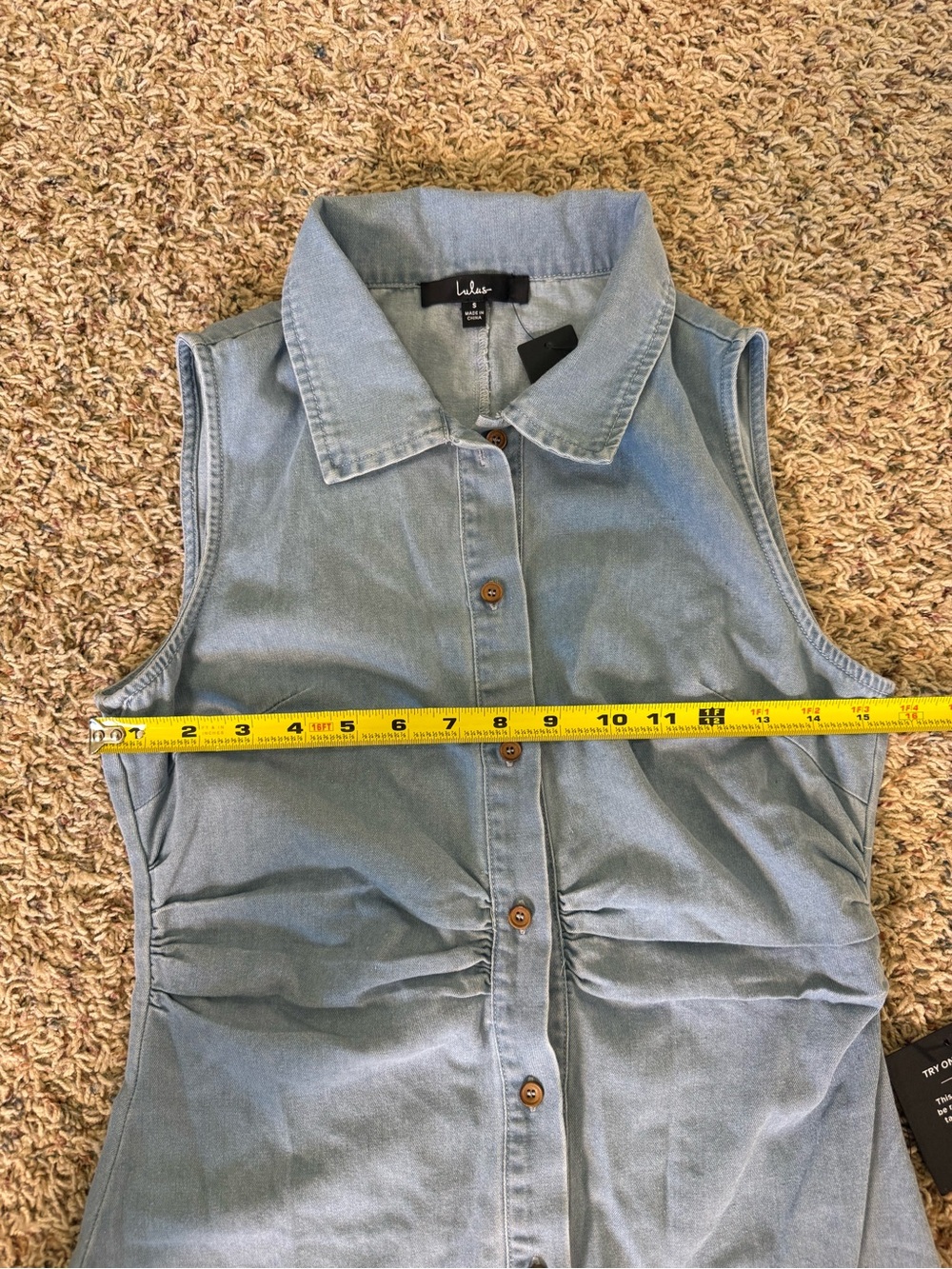 Lulus light blue denim mini dress Enchanting Cutie Chambray size small - Picture 4 of 10